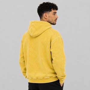Suéter de Invierno para Hombre de Alta Calidad, 100% Algodón, Lavado Ácido, Color Sólido, Casual, Ecológico, de Secado Rápido, Transpirable, con Cuello de Forro Polar y Logotipo - Product Image 4