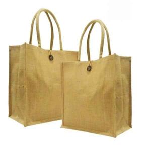 Bolsa de compras reutilizable de yute mediana con logotipo personalizado Mango de cuerda resistente Ecológico para embalaje de regalos - Product Image 1