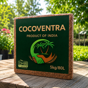 Bloc de fibre de coco 100 % naturelle prêt à l'emploi, 5 kg, haute rétention d'eau, écologique, biodégradable, pour jardinage, Tamil Nadu - Product Image 1