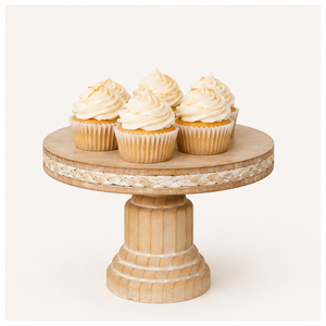 Soporte para Pastel de Madera Rústico Hecho a Mano con Base Acanalada, Elegante Plato Redondo de Madera para Exhibición de Postres, para Decoración de Bodas y Hogar - Product Image 2