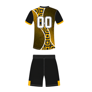 Golden Yellow <b>Black</b> <b>Rugby</b> Jersey <b>Shorts</b> Set <b>Short</b> Sleeve V Neck Geometric Team Uniform Custom Breathable Training Athletic Sport - Product Image 2