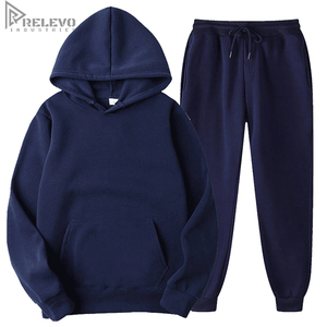 Ensemble de survêtement en molleton de coton personnalisé pour homme, coupe régulière, léger et respirant, idéal pour l'hiver, avec capuche, pour le sport, OEM ODM - Product Image 4