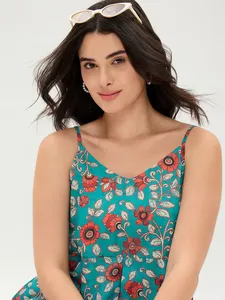 La Mejor Oferta: Top de Tirantes Azul Estampado de Tela Suave para Primavera, Ideal para Salidas Diurnas y Reuniones Informales, Disponible a Precio de Exportación - Product Image 5