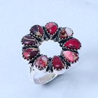 Bague en argent sterling 925 avec pierre précieuse en turquoise Dahlia rose taille poire, bijoux fantaisie et élégants à prix de gros
