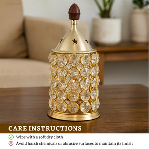 Lampe à huile en métal Crystal Diya, porte-bougie décoratif en cristal pour la décoration de la maison, du temple Pooja, du festival Diwali, des mariages, vente en gros - Product Image 6
