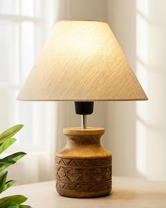 Lampe de table en céramique moderne avec abat-jour en tissu, lampe de chevet LED, lumière chaude ronde pour chambre à coucher, décoration de chambre de mariage - Product Image 3