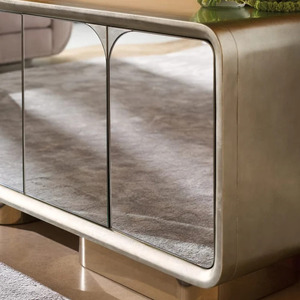 Meuble console miroir moderne en bois, meuble TV avec rangement, armoire latérale pour salon, chambre, hôtel - Product Image 2