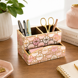 Porta cubiertos y servilletas de madera artesanal con cajón |   Organizador de Escritorio Decorativo |   Caja de Almacenamiento de Madera con Múltiples Compartimentos - Product Image 6