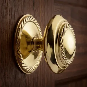Metal Door Knob Gold Finish set of 4 Decorative Round <b>Cabinet</b> Drawer Pull Handle <b>Vintage</b> Antique Furniture Hardware - Product Image 6