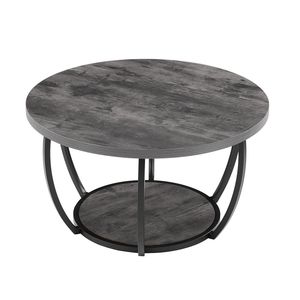 Tavolino Laterale Moderno Minimalista a 2 Livelli in Legno con Vano Portaoggetti Aperto e Robusta Struttura in Metallo - Product Image 6