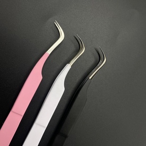 Pince à cils incurvée J en acier inoxydable durable de marque privée applicateur de cils Logo personnalisé pince à épiler d'extension de cils - Product Image 5