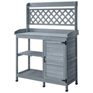 Tavolo da Giardinaggio per Esterni con Armadietto e Ripiani, 43 x 18, Postazione di Lavoro in Legno per Interni ed Esterni - Product Image 1