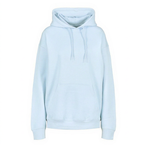 Sweat-shirt à capuche unisexe surdimensionné, couleur unie, en molleton de coton, décontracté, pour l'automne, avec poche, tricoté, manches longues - Product Image 5
