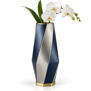Florero Metálico Moderno de Primera Calidad con Forma de Hoja, Diseñado con Elegantes Paneles Curvos en Forma de Hoja y un Cilindro Metálico Central Elegante - Product Image 5