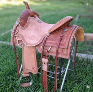 Selle de cheval Western en cuir pour barrel racing et trail, à assise profonde, qualité supérieure, équipement équestre - Product Image 3