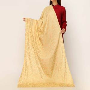 Mousseline de soie unie jaune Dupatta PD5501 accessoire de robes de cocktail élégantes - Product Image 2