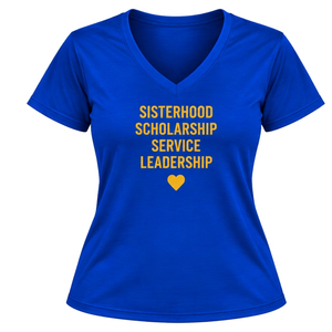 Camiseta Deportiva Personalizada para Mujer SGRHO, Sigma Gamma Rho, Sororidad Griega, Cuello en V, Manga Corta, Venta al Por Mayor - Product Image 1
