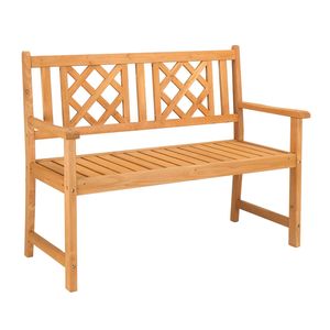 Panca da Giardino in Legno di Abete Burlywood 118*56.5*90cm con Schienale a Griglia per Uso Esterno - Product Image 3