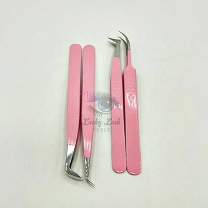 Pinzas de Extensión de Pestañas de Acero Inoxidable de Alta Calidad, Color Rosa Bebé, Marca Privada, Punta de Fibra Esencial, Sostenibles y Duraderas - Product Image 4