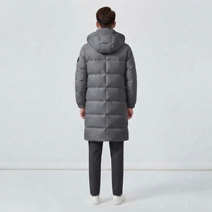 Veste matelassée longue d'hiver pour homme, manteau chaud rembourré, manches régulières, col en V, capuche, poches latérales zippées, vêtements personnalisés, hip-hop - Product Image 6