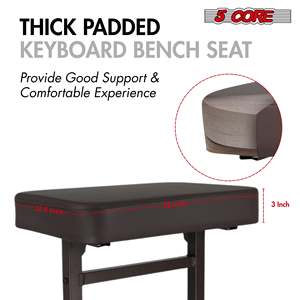 Adjustable <b>Padded</b> Piano Bench 3-Inch <b>Cushioned</b> Keyboard Stool Folding Portable Guitar <b>Seat</b> - Product Image 2