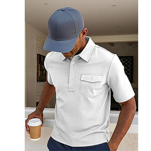 Men’s <b>white</b> Polo <b>Shirt</b> Short Sleeve Casual <b>Plain</b> Polo <b>Shirt</b> Breathable Fabric Custom Logo OEM ODM Available - Product Image 3