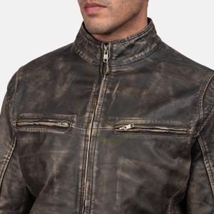 Chaqueta de cuero para hombre al por mayor, 100% cuero auténtico, nueva, informal y elegante, estilo motero. - Product Image 5
