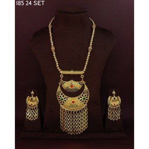 New Wholesale Women's Jewellery Gold Plated Copper Alloy Geometric Necklace Dubai Fashion Design <b>Wedding</b> Arabic Jewellery - Product Image 2