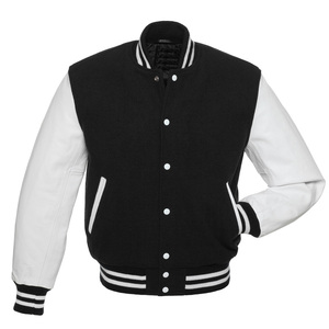 Premium Quality Custom Premium Quality Lettermen Varsity <b>Jackets</b> Black Wool Body Half White <b>Leather</b> Sleeves College <b>Jacket</b> - Product Image 1