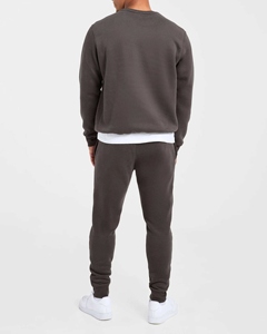 High Quality Heavyweight Cotton Men’s Tracksuit Set – Custom Blank Charcoal Sweatshirt & <b>Jogger</b> 2 Piece Sweatsuit, Premium - Product Image 3