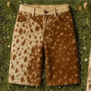 Shorts en cuir de vachette décontractés pour homme, automne-hiver, haute qualité, vintage, respirants, tendance - Product Image 1