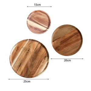 Assiettes de service rondes en bois 15cm 20cm 25cm, design minimaliste fait main, vaisselle et assiettes en bois massif, grossiste mondial - Product Image 1