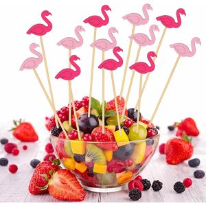 Confezione da 100 Stuzzicadenti a Forma di Fenicottero, 12 cm, in Bambù Naturale, per Antipasti, Torte, Dessert, Frutta e Decorazioni per Feste - Product Image 2