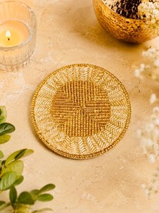 Ensemble de 6 sous-verres en verre perlé de haute qualité pour thé, café, table à manger, bar, champagne, décoration festive de Noël - Product Image 2