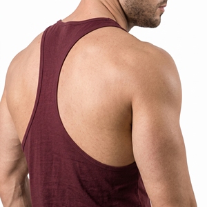 Cotton Bamboo Fiber Men's Tank <b>Tops</b> Men's Solid <b>Maroon</b> Cotton Tank <b>Top</b> O-Neck Casual Breathable Knitted Workout Wear - Product Image 3