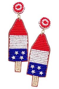 Pendientes colgantes hechos a mano con bordado de cuentas de EE. UU. Para mujeres y niñas, estilo de oreja de gota a la moda, joyería de tuerca - Product Image 3