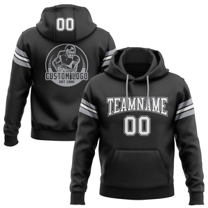 Sudadera con Capucha de Fútbol Personalizada con Diseño Nuevo, en Negro, Blanco y Gris, Cosida a Medida, Venta Directa al Por Mayor - Product Image 1