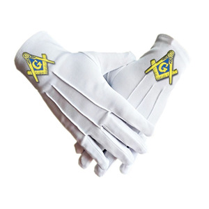 Gants et Mitaines Maçonniques en Tissu 100% Coton, Broderie Faite Main avec Logo Personnalisé, Vêtements Maçonniques Authentiques - Product Image 1