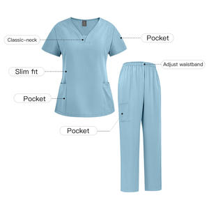 Ensembles de blouses médicales décontractées en tricot pour femmes, grandes tailles, 72% polyester, 21% viscose, 7% élasthanne, uniforme médical d'hôpital - Product Image 3