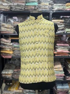 Colección de Chaquetas Koti/Nehru para Hombre de Seda Pesada de Alta Calidad con Bordado de Lentejuelas y Estampado Multicolor, Proveedor de Surat - Product Image 4