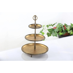 Support à gâteau en métal à 2 niveaux, plaqué or, forme ronde, pour mariage, anniversaires, décoration de table, lot de 3 - Product Image 3