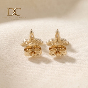 Boucles d'oreilles en or massif 14 carats avec diamant de laboratoire taille marquise brillant, bijoux de luxe pour femmes, design personnalisé - Product Image 5