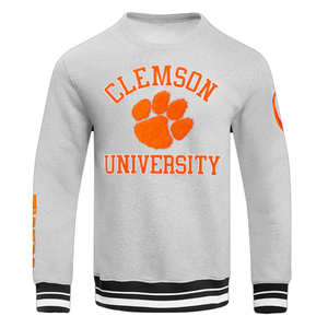 Clemson University Classic Men's 100% Cotton Fleece Hoodies Patrón sólido Logotipo apilado Cuello redondo bordado para primavera - Product Image 6