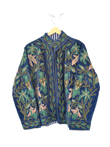 Handmade <b>Velvet</b> Suzani <b>Jacket</b> Eco-Friendly Breathable Cotton Floral Embroidery Full Sleeves Vintage Boho Botanical Design Winter - Product Image 1
