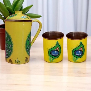 Carafe à eau en cuivre à double paroi imprimée décorative, design traditionnel et moderne de luxe, écologique, pour la maison et le bureau, prix d'usine - Product Image 1