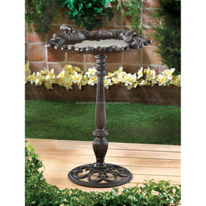 Vintage style metal <b>bird</b> bath <b>stand</b> for backyard garden decor sturdy construction rust proof coating long lasting use - Product Image 4