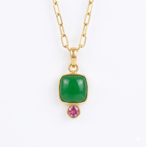 Livraison rapide, nouveau collier avec pendentif en argent sterling 925 plaqué or, aventurine, tourmaline, pour femmes - Cadeau de mariage, design tendance - Product Image 1