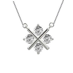 Collier minimaliste en or blanc avec diamants naturels taille brillant ronde, unisexe, pour tous les jours - Product Image 3
