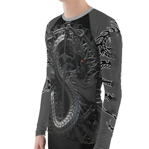Men's Long Sleeve MMA Rash Guard Compression Shirt <b>Dragon</b> Print Fitted Moisture Wicking Mixed Martial Arts Wear - Product Image 5
