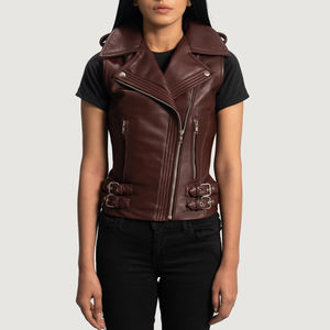 Gilet en cuir véritable pour femme, style vintage, veste sans manches de haute qualité, fabrication pakistanaise, vêtements d'extérieur haut de gamme pour femmes - Product Image 1